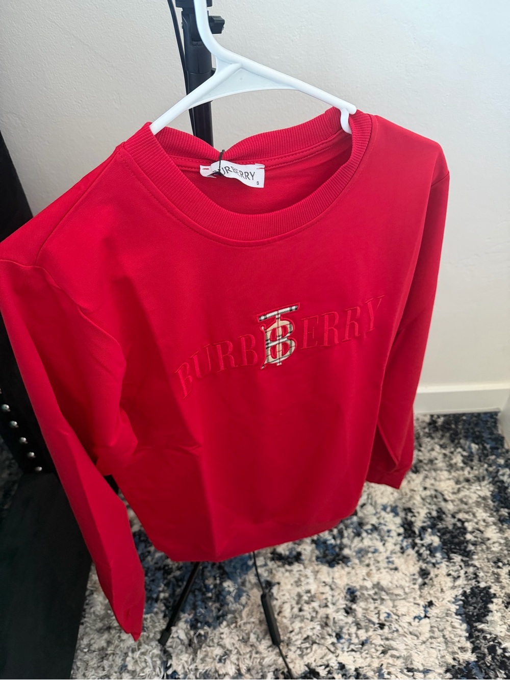 Burberry Red Embossed Logo Crewneck Sweatshirt